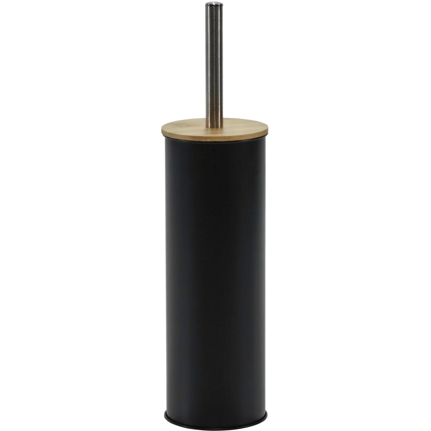 VESTIAMO CASA - Portascopino con scopino nero e elementi in bamboo - h38 cm diametro 9,5 cm